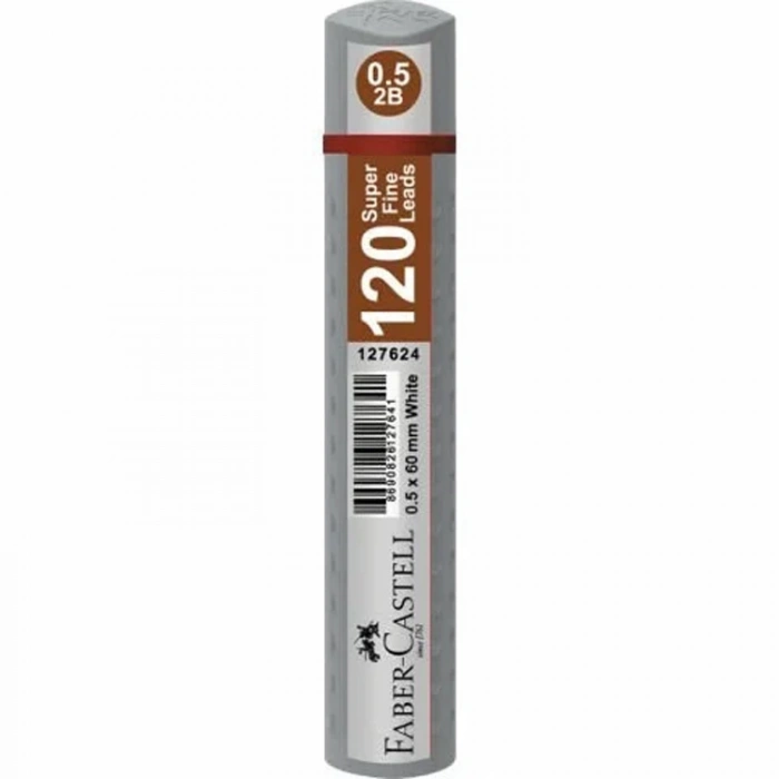 FABER CASTELL 120Lİ MİN 0.5 2B 60mm UÇ GÜMÜŞ TÜP - 127681