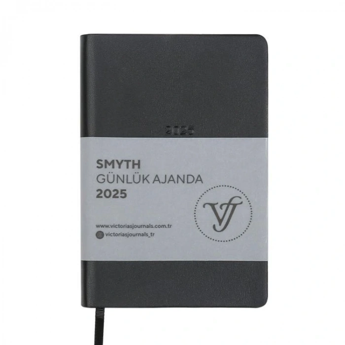 VICTORIAS JOURNALS 124-1471 14X20,5  SMYTH GÜMÜŞ YALDIZ KENARLI GÜNLÜK AJANDA A5 - SİYAH
