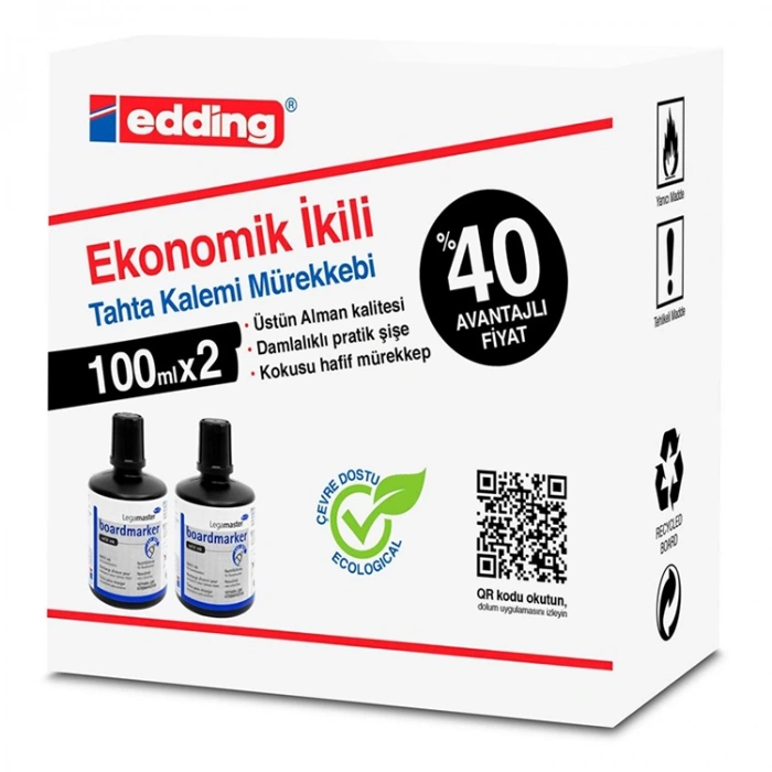 EDDING LM1199K201 TAHTA KALEM MÜREKKEBİ 2Lİ x100 ML SİYAH