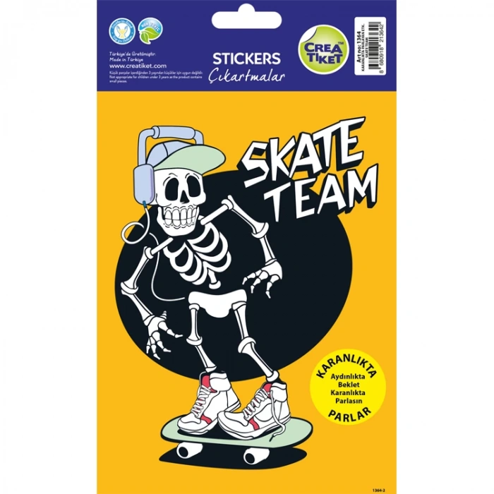 CREA KARANLIKTA PARLAYAN STICKER - SKATE TEAM 1364
