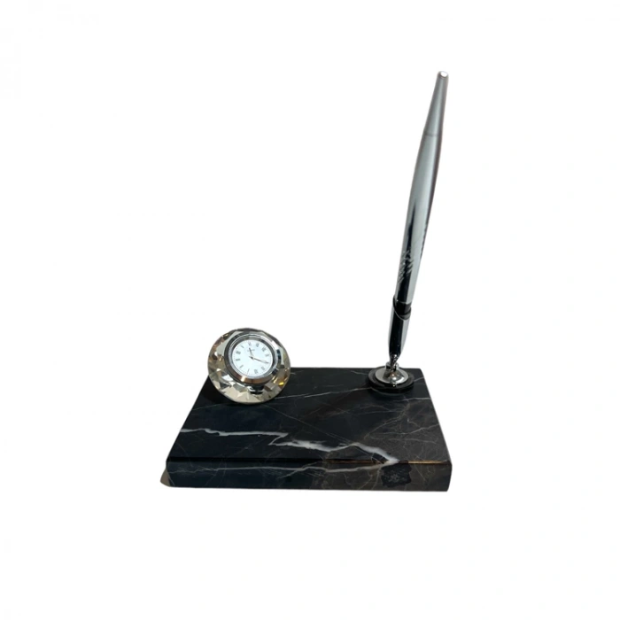 SADE HEDİYELİK MERMER MASA SETİ - SAATLİ /KRİSTAL KALEMLİ NO:213