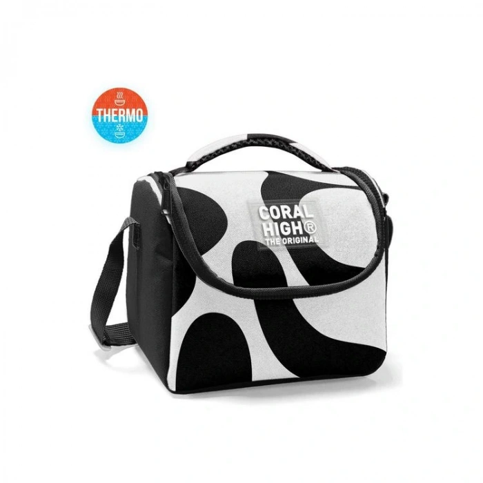 CORAL HIGH 22787 KIDS SİYAH BEYAZ DESENLİ THERMO BESLENME ÇANTASI