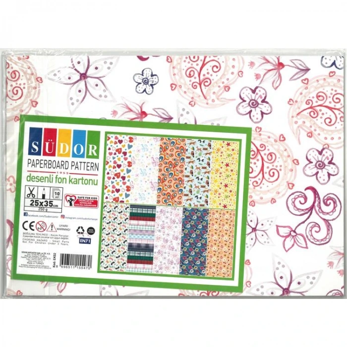 SÜDOR EK02 DESENLİ FON KARTONU 25x35cm 10 LU