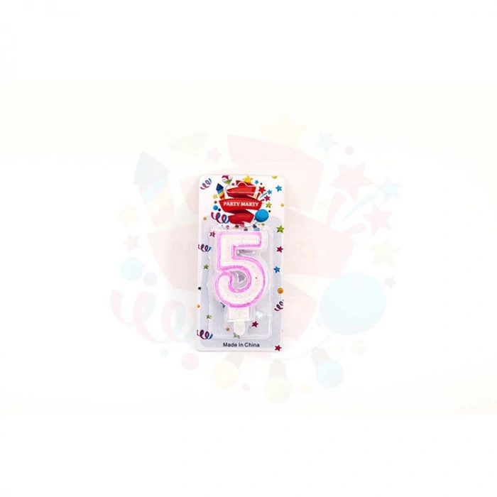 NEDİ  SİMLİ MUM RAKAM PEMBE 5 NEDİ-15623-P5