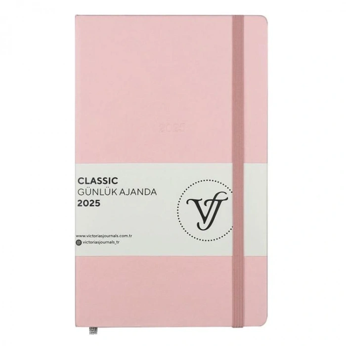 VICTORIAS JOURNALS 124-1453 13X21 CLASSIC LASTİKLİ GÜNLÜK AJANDA - PEMBE