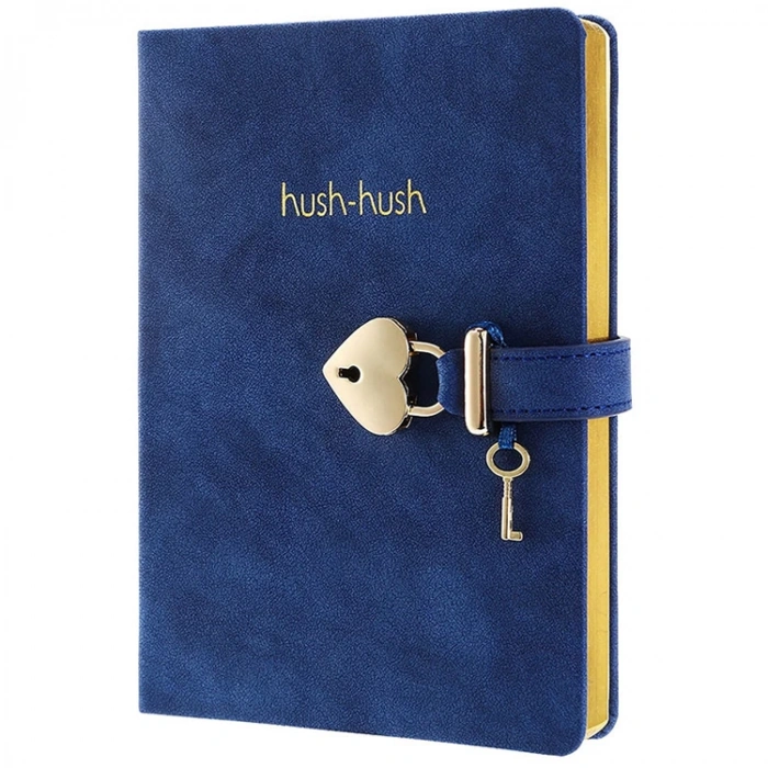 VICTORIAS JOURNALS 1331 HUSH HUSH KİLİTLİ 13x18cm 80gr.160YP. ÇİZGİLİ DEFTER MAVİ