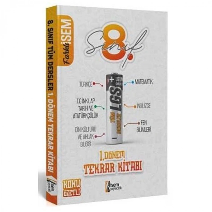 İSEM 8. SINIF TÜM DERSLER 1. DÖNEM TEKRAR KİTABI
