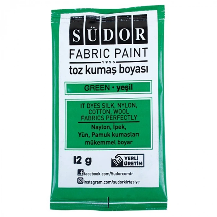 SÜDOR KB07 TOZ KUMAŞ BOYASI YEŞİL 12 GR.