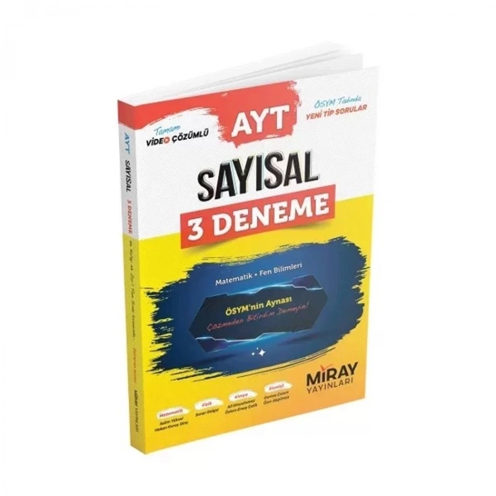 MİRAY YAYINLARI  AYT SAYISAL 3 DENEME MATEMATİK - FEN BİLİMLERİ