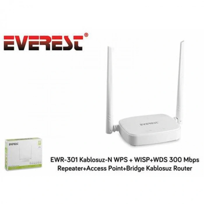 EVEREST EWR-301 KABLOSUZ- N WPS + WISP+WDS 300 Mbps
