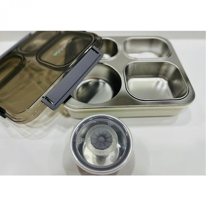 VAGONLİFE ÇELİK YEMEK KABI TEK KATLI 4 BÖLMELİ 1200 ML - LUNCH BOX XC-7080