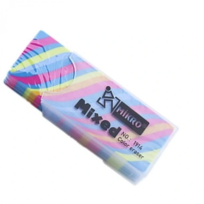 MİKRO 1914 MİXED COLORFULL PVC KILIFLI SOFT DİKDÖRTGEN SİLGİ - TEKLİ