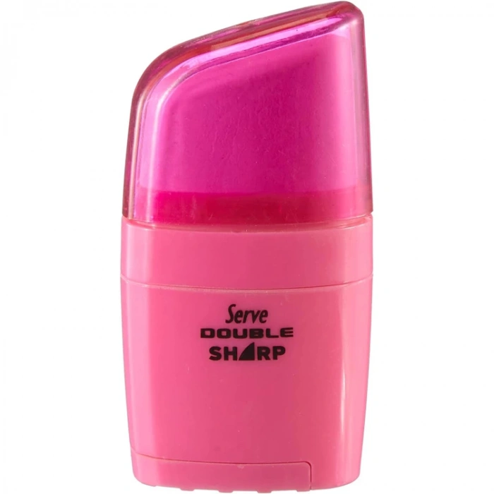 SERVE DOUBLE SHARP SİLGİLİ KALEMTRAŞ PASTEL ŞEKER PEMBE