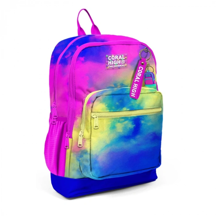 CORAL HIGH 23757 KIDS RENKLİ BATİK DESENLİ DÖRT BÖLMELİ SIRT ÇANTASI