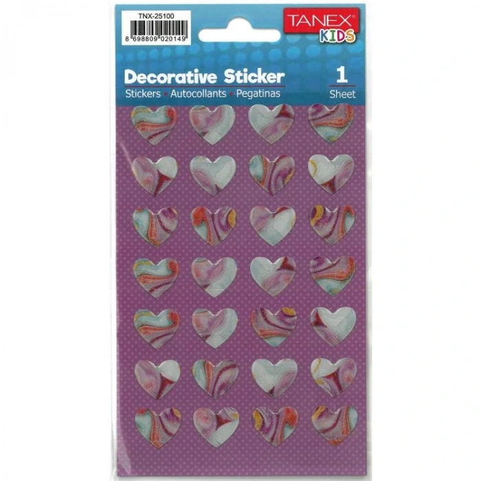 TANEX KIDS TNX-25100 DEKORATİF ETİKETLER - PUFFY KALP SERİSİ STICKER - TEKLİ