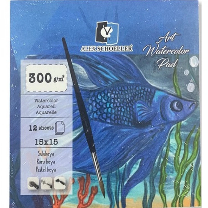 ALEX 15x15 SULUBOYA DEFTERİ 300GR.12YP. ART WATERCOLOR PAD ALX-8837