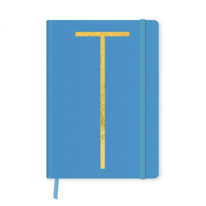 DEFFTER FABOOKS MONOGRAM HARF BASKILI LASTİKLİ SERT KAPAK ÇİZGİLİ DEFTER 168 SYF - T