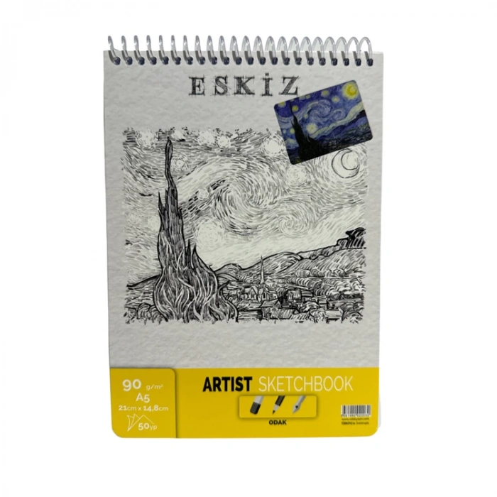 ODAK 777-295 ESKİZ DEFTERİ SPRİALLİ A5 90gr.50yp.