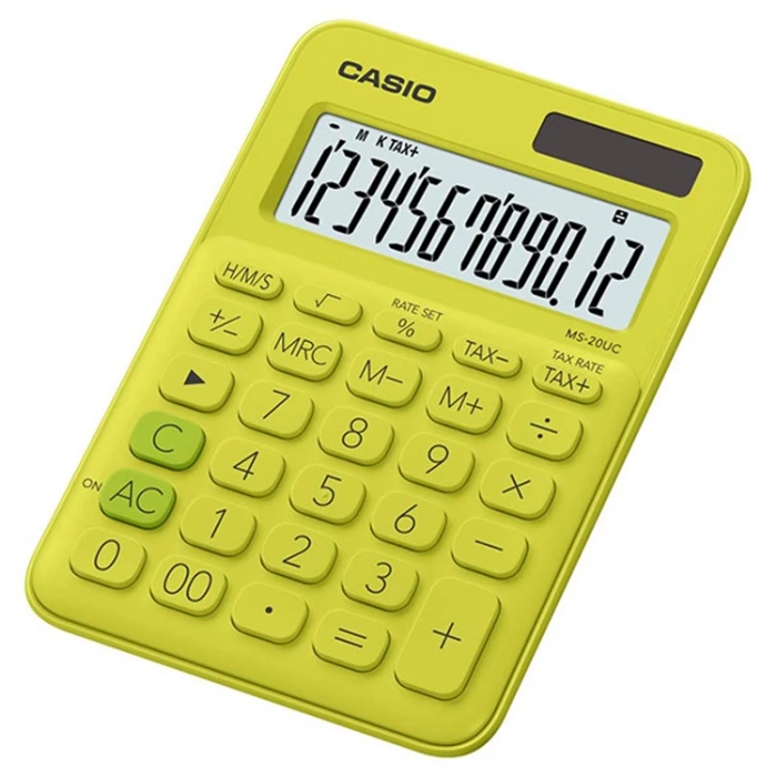 CASIO MS-20UC 12 HANE AÇIK YEŞİL MASAÜSTÜ HESAP MAKİNESİ