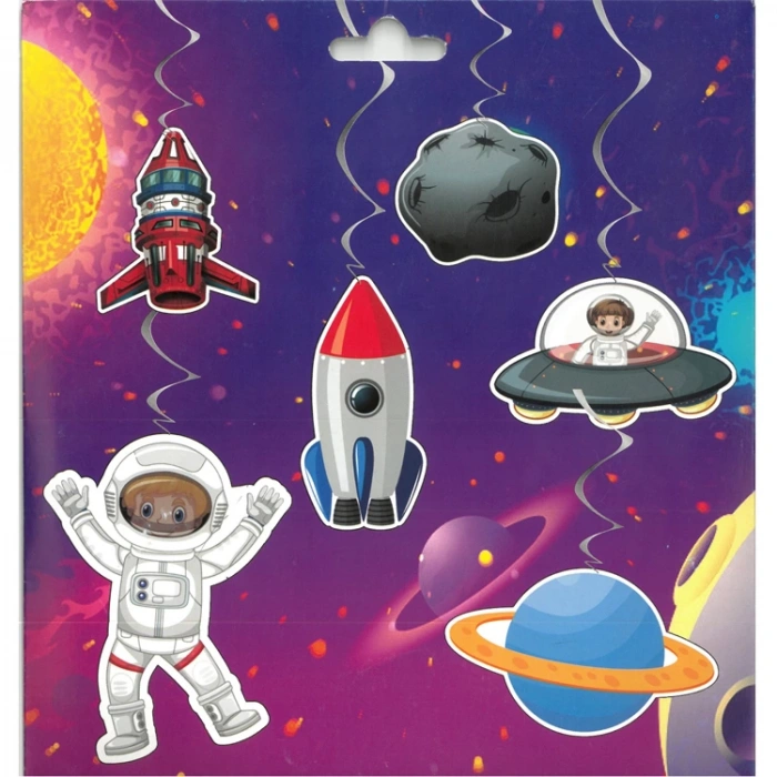 TEKNOPOİNT UZAY VE ASTRONOT FİGÜRLÜ BANNER SARKIT SÜS 6LI