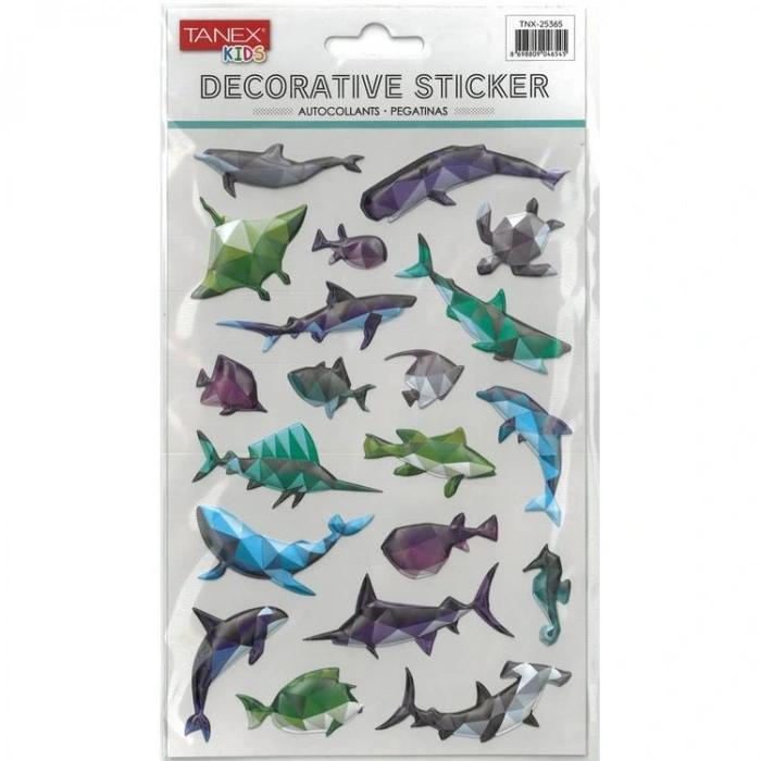 TANEX KIDS TNX-25365 DEKORATİF ETİKETLER - PUFFY DENİZ CANLILARI 3-D SERİSİ STICKER - TEKLİ