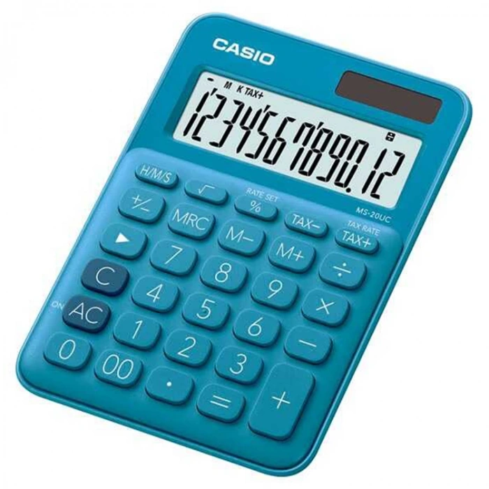 CASIO MS-20UC 12 HANE MAVİ MASAÜSTÜ HESAP MAKİNESİ