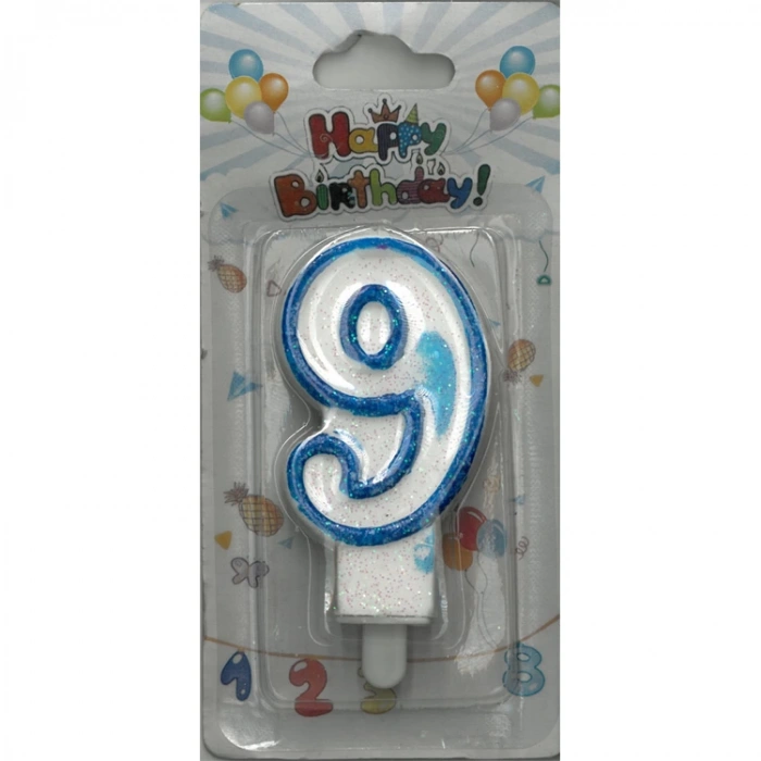 TEKNOPOİNT SİMLİ MUM RAKAM MAVİ 9