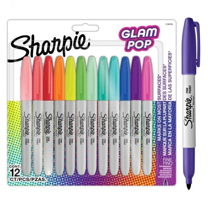 SHARPİE 2198780 GLOM POP PERMANENT FINE MARKER SET 12Lİ