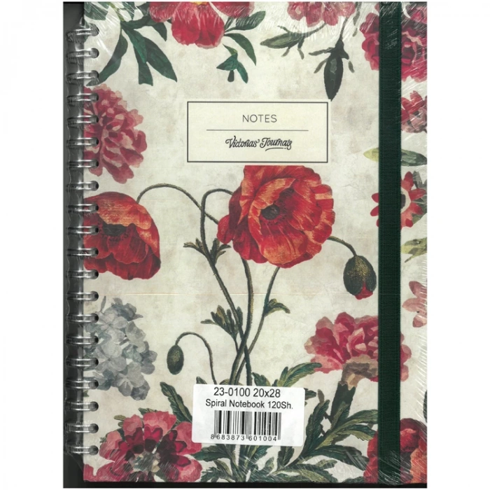 VICTORIAS JOURNALS 0100 NOTES 20x28cm SPİRALLİ SERT KAPAK 90gr. 40YP. DÜZ + 40 YP. NOKTALI + 40YP.ÇİZGİLİ DEFTER
