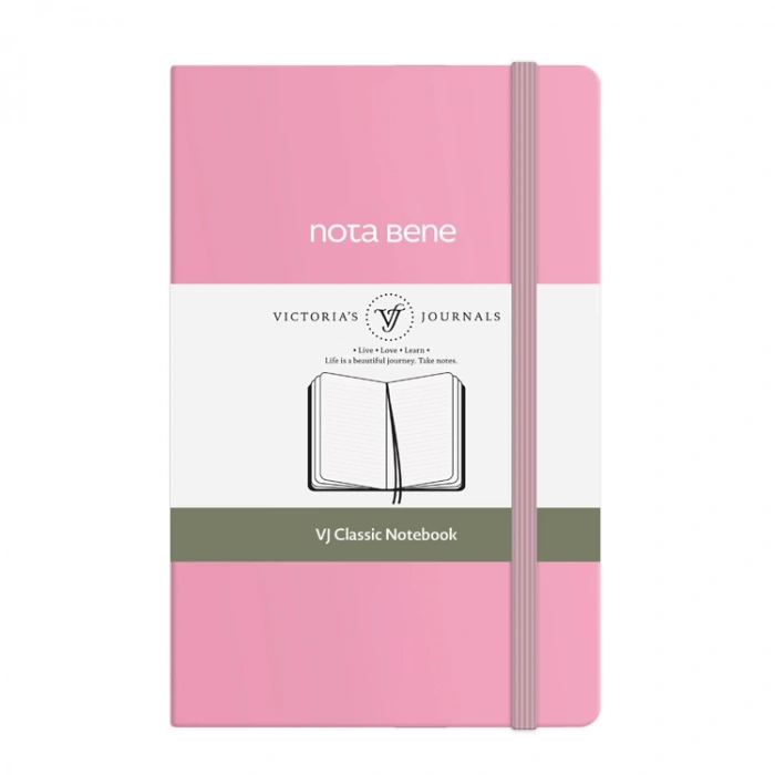 VICTORIAS JOURNALS NOTE BENE 9239 CLASSIC NOTEBOOK ESNEK KAPAK 9x14cm 70gr.400 SYF. ÇİZGİLİ DEFTER PEMBE