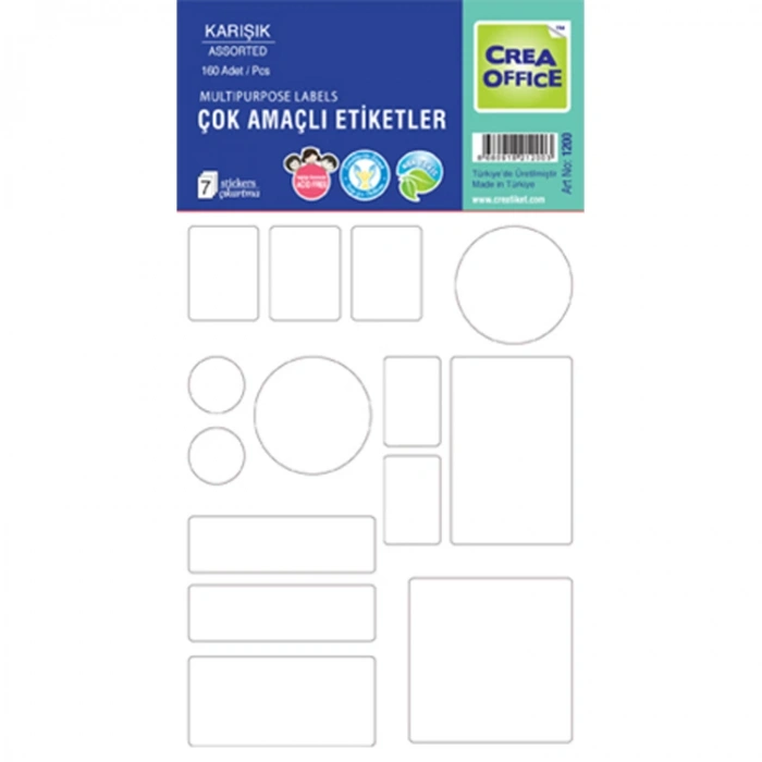 CREA OFC- 1200 KARIŞIK BEYAZ OFİS ETİKETİ 7Lİ (160)