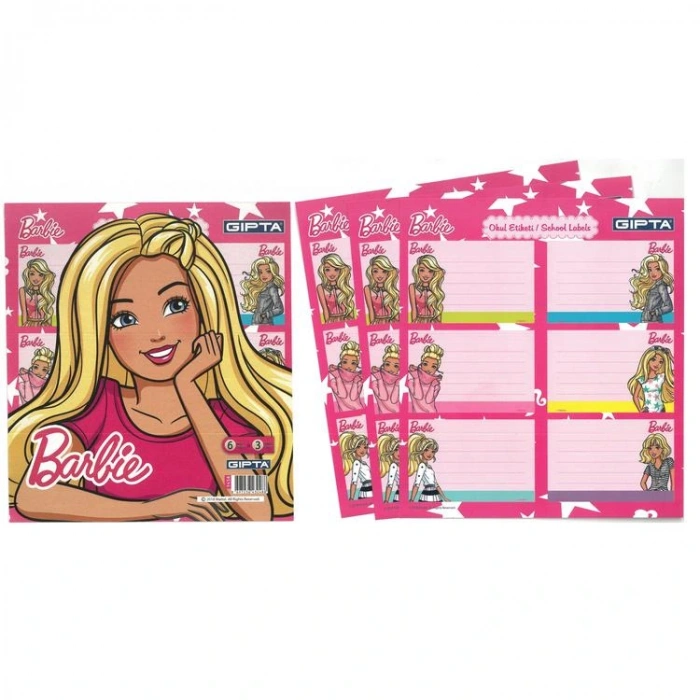 GIPTA BARBIE DERS PROGRAMLI OKUL ETİKETİ 3 YP. - 5458