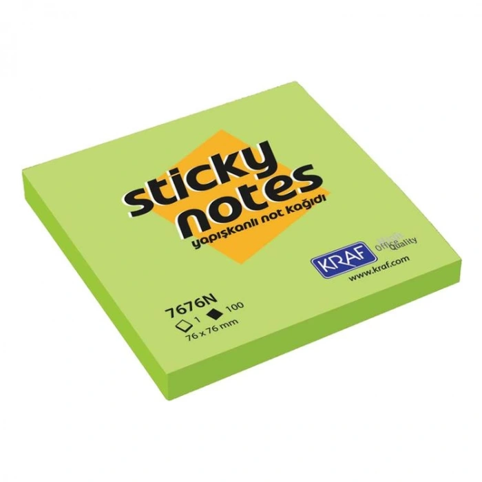KRAF 7676N-GN YAPIŞKANLI NOT KAĞIDI 76X76 NEON YEŞİL