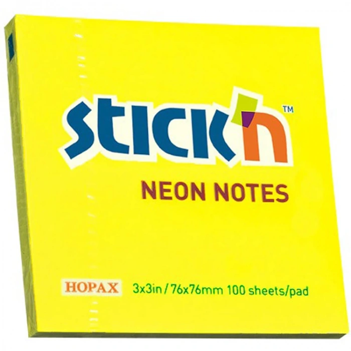 GIPTA STICKN 76X76 NEON SARI YAPIŞKANLI NOTLUK 100 YP.