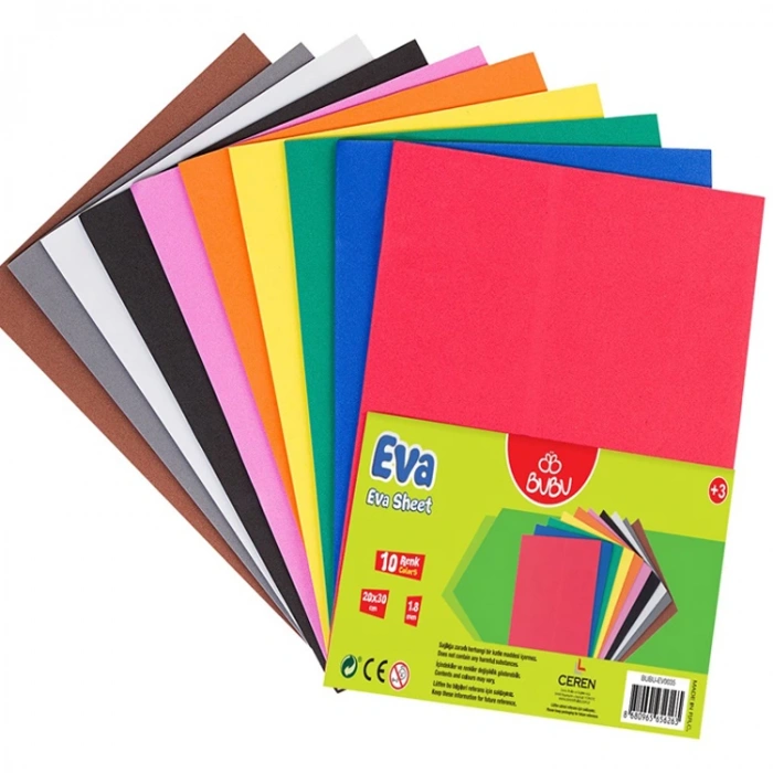 BU-BU 20x30 CM 1.8MM 10LU KARIŞIK RENK KLASİK EVA BUBU-EV0035
