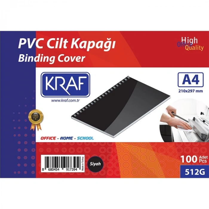 KRAF 512G CİLT KAPAĞI A4 160mic. 100LÜ SİYAH
