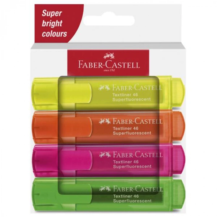 FABER CASTELL TEXTLINER 46 SUPERFLUORESCENT COLORS FOSFORLU KALEM SETİ 4LÜ