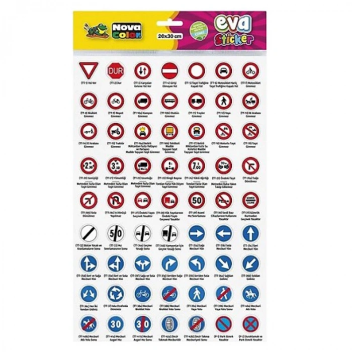 NOVA COLOR NC-694 EVA STICKER 20x30cm TRAFİK İŞARETLERİ 2