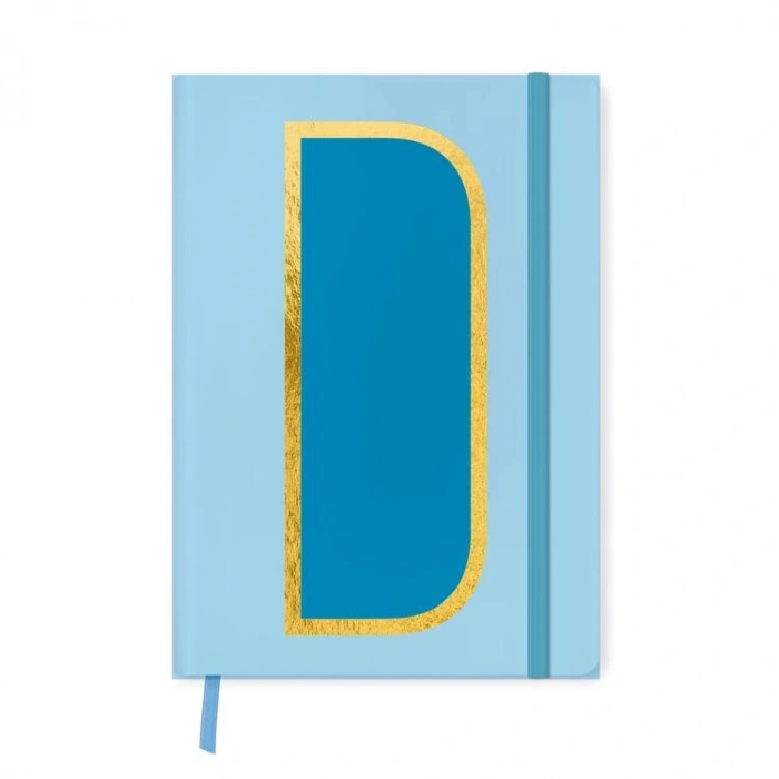 DEFFTER FABOOKS MONOGRAM HARF BASKILI LASTİKLİ SERT KAPAK ÇİZGİLİ DEFTER 168 SYF - D