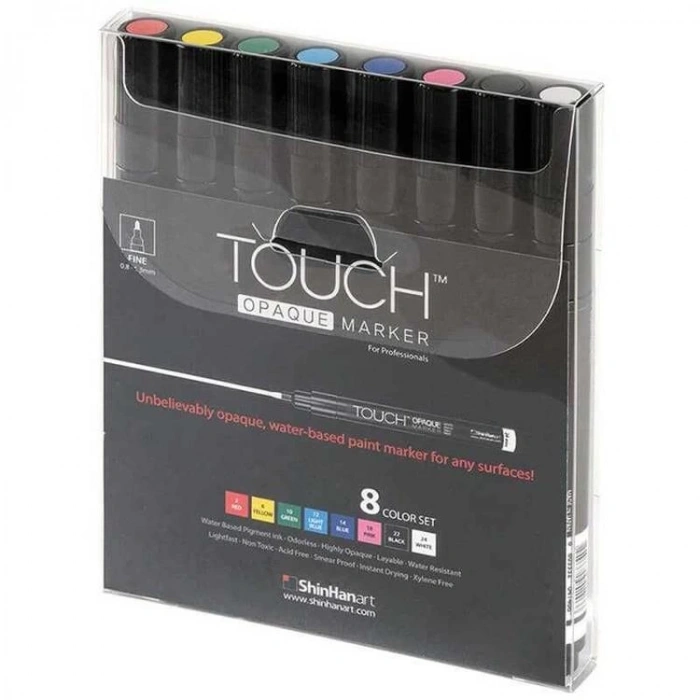 TOUCH OPAQUE SU BAZLI MARKER KALEM 0.8-1.3mm - FINE PACK 8 RENK - SH8615003-2001