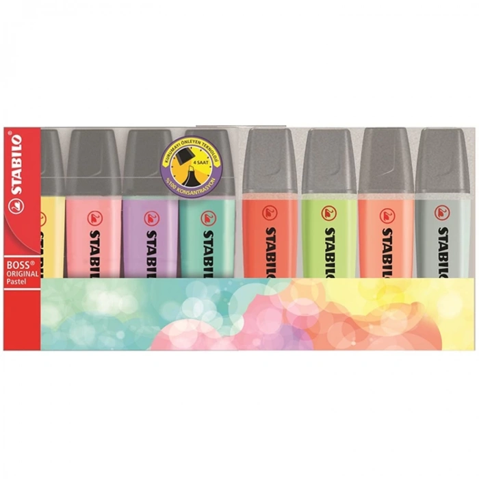 STABILO BOSS PASTEL FOSFORLU KALEM 8Lİ PAKET 70/8-2