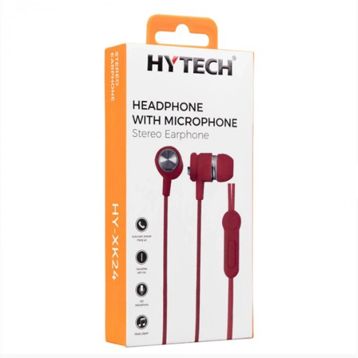 HYTECH HY-XK24 MOBİL TELEFON UYUMLU KULAK İÇİ MİKROFONLU KULAKLIK KIRMIZI