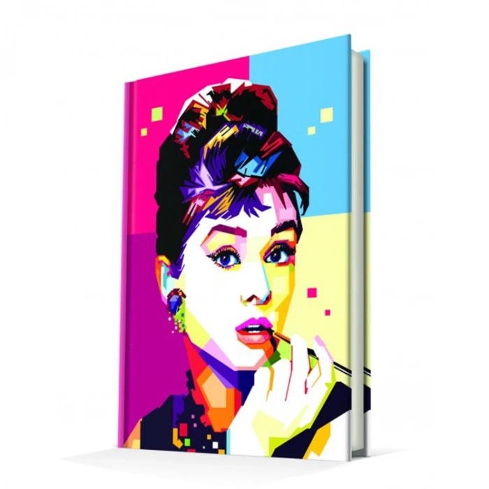DEFFTER POP ART / AUDREY HEPBURN 14x20 SERT KAPAK ÇİZGİLİ DEFTER 96 YP