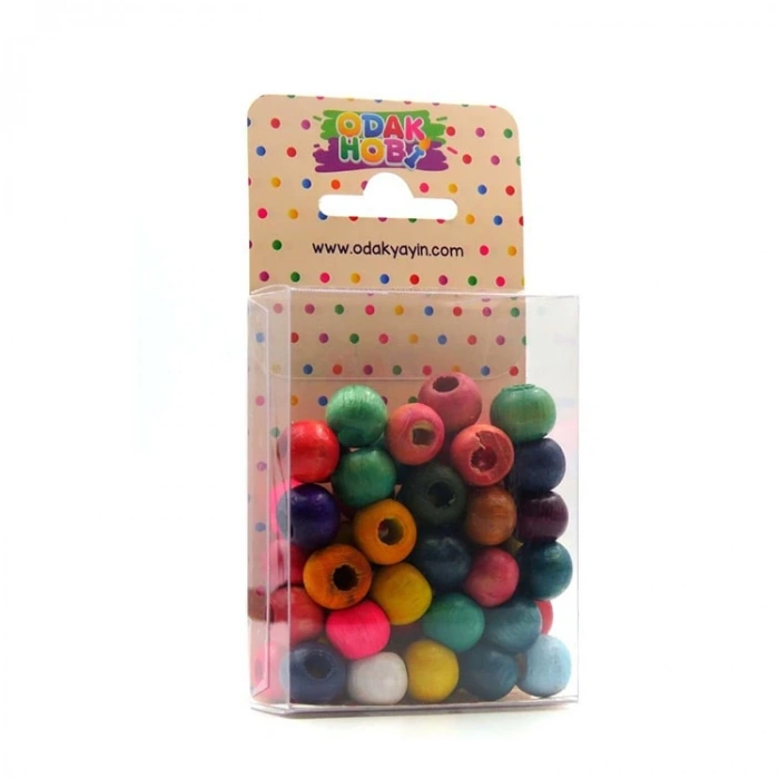 ODAK HOBİ YUVARLAK RENKLİ TAHTA BONCUK 6mm.