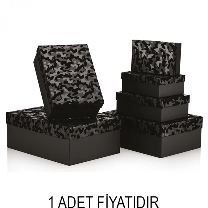 GIPTA CAMOUFLAGE DİKDÖRTGEN HEDİYE KUTUSU SİYAH BX8240 D 190x260x110mm