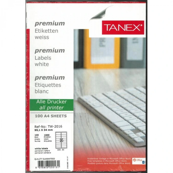 TANEX 99.1x34 mm LASER ETİKET TW-2016