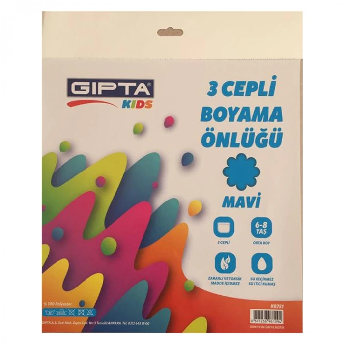 GIPTA BOYAMA ÖNLÜĞÜ - 3 CEPLİ ORTA BOY BEBEK MAVİSİ