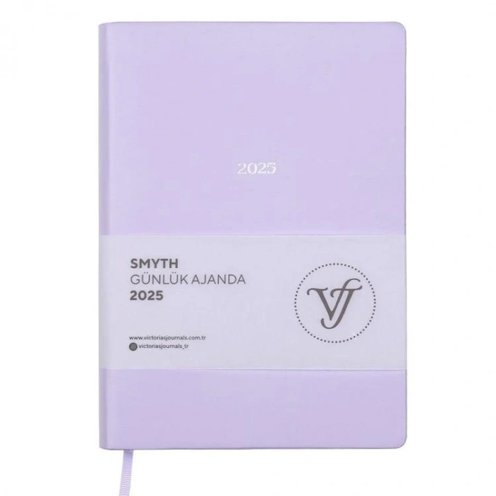 VICTORIAS JOURNALS 124-1477 14X20,5  SMYTH GÜMÜŞ YALDIZ KENARLI GÜNLÜK AJANDA A5 - LİLA