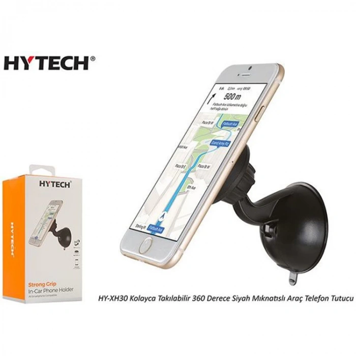 HYTECH HY-XH30 KOLAY TAKILABİLİR 360 DERECE SİYAH MIKNATISLI ARAÇ TELEFON TUTUCU