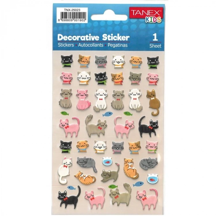 TANEX KIDS TNX-25023 DEKOTARİF ETİKETLER - KEDİ SERİSİ- 1 ADET